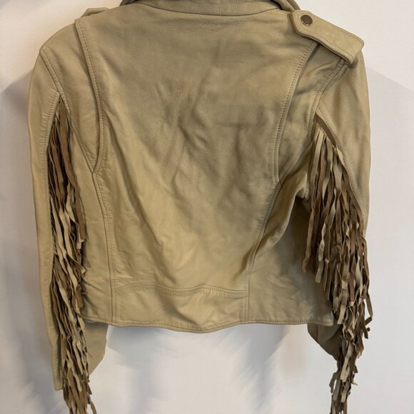 Maje Bexol Fringe Sleeve Leather Jacket (US size: small) - Picture 3 of 4